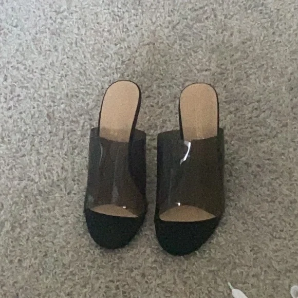 ⭐️Wedge Heeled Jelly Mules Black Clear 8 (fits like a 7) NWOT - Picture 6 of 6
